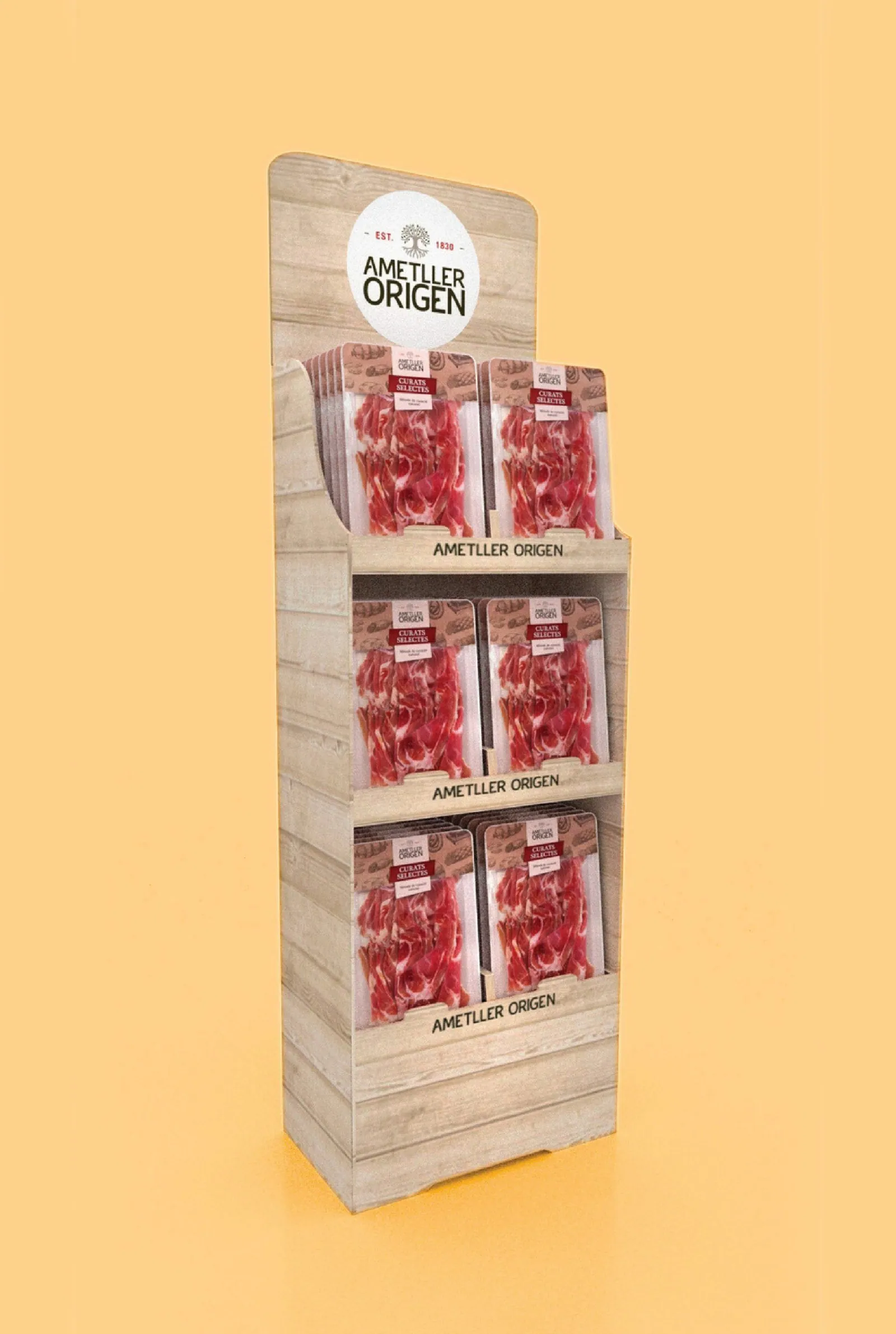 Floorstand de cartón de Ametller en tienda